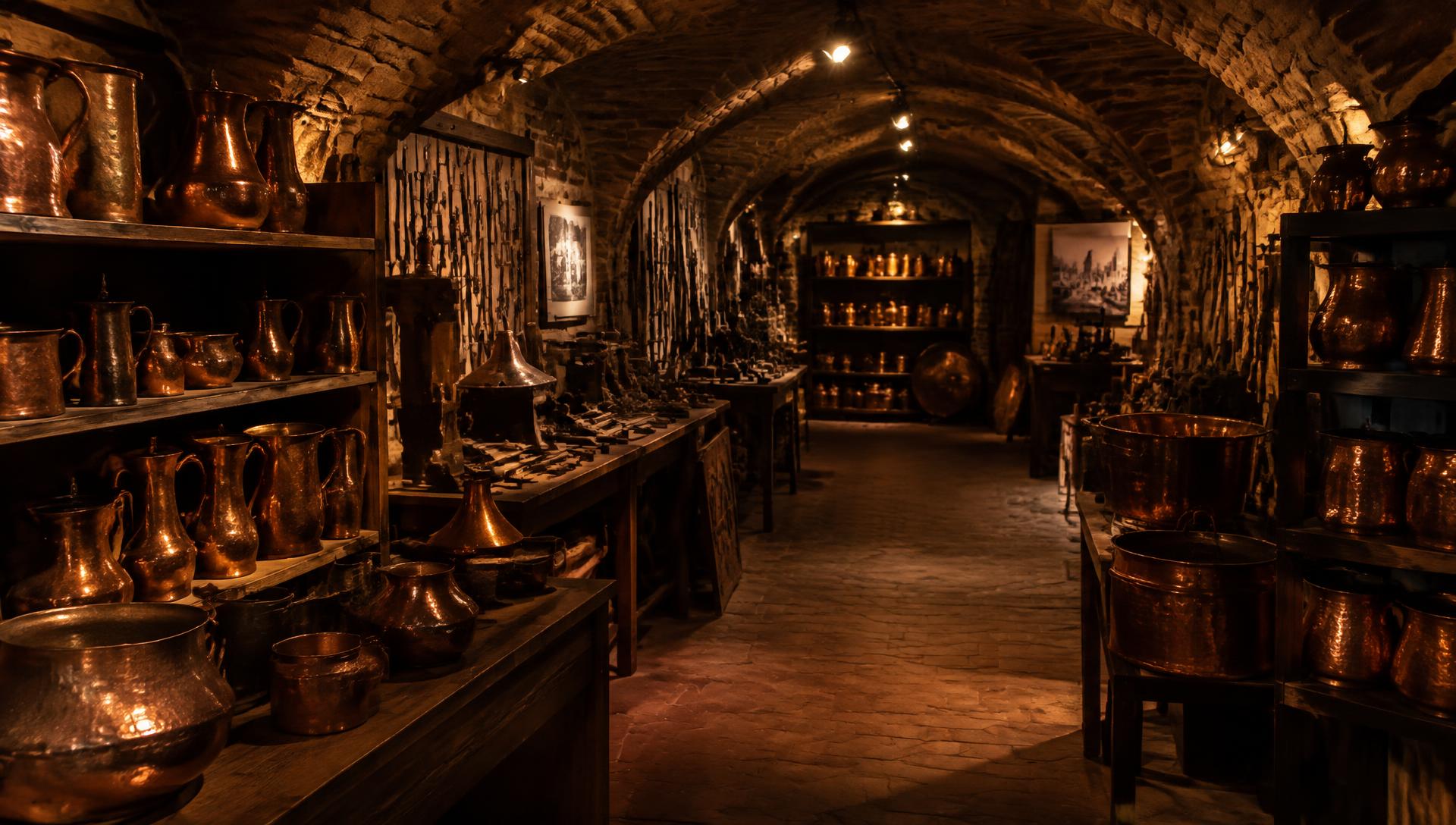 Atmospheric illustration of a museum beneath Budapest's historic streets
